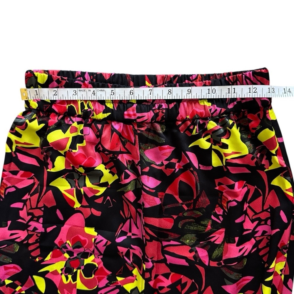 Open Edit Satin Floral Midi Skirt Black Pink Yellow XS - Picture 8 of 11